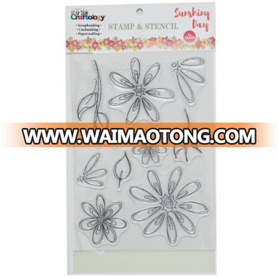 10pcs flowers and leaves design clear stamp and stencil set