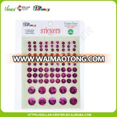 Eco-friendly decorative dark pink round sequin sticker set